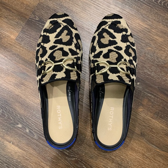Rothy's Black and Cream Leopard Mules - Picture 2 of 5